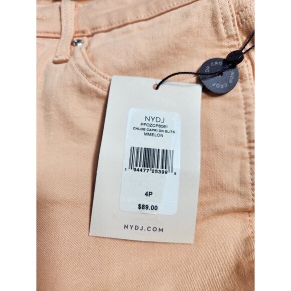 Nydj Chloe Women's Size 4 P Petite Capri Jeans Melon Side Slits Stretch -26 - Picture 12 of 12